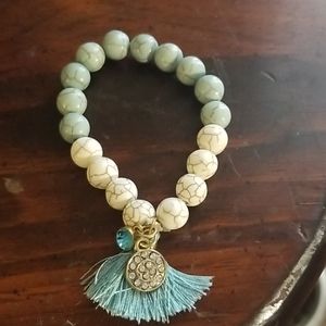 Turquoise blue and white bracelet